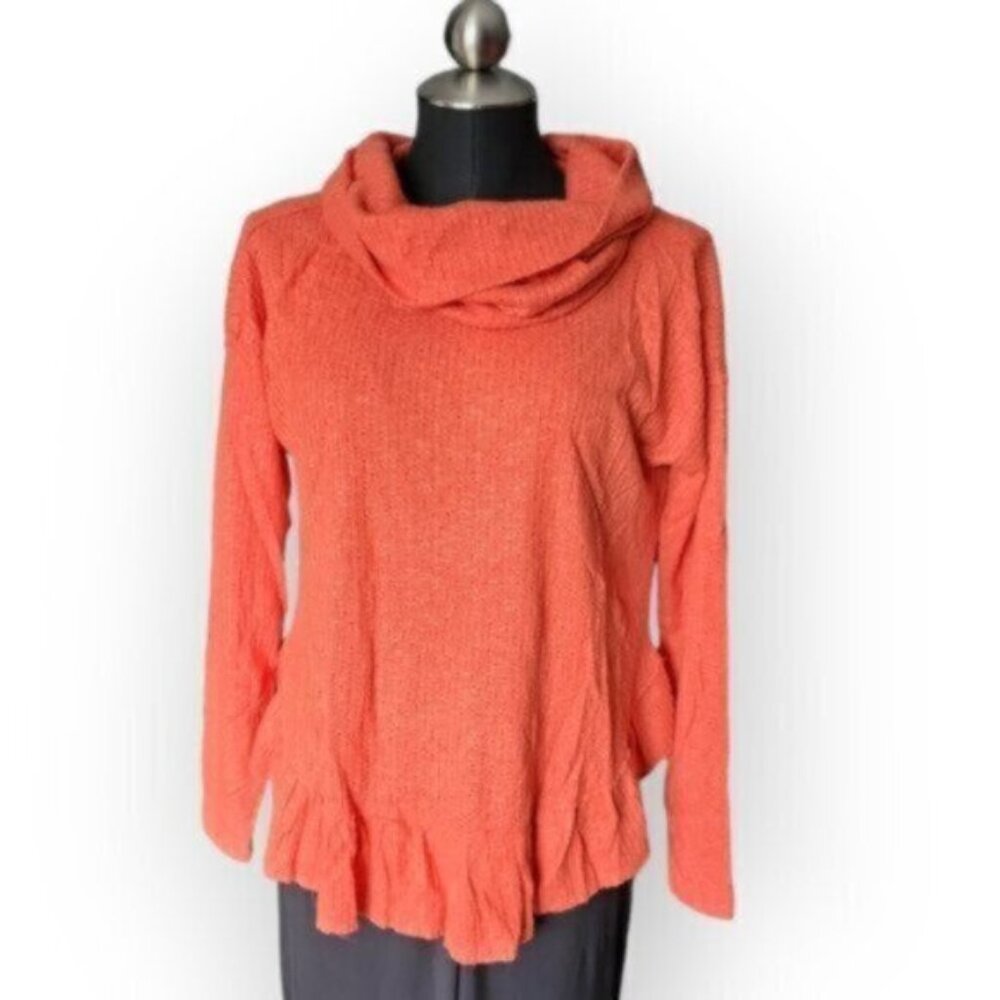 Maeve Addie Ruffled Hacci Cowlneck Pullover Apricot Anthropologie NWT Sz XS